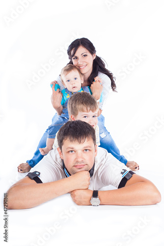 portrait of a family in studio