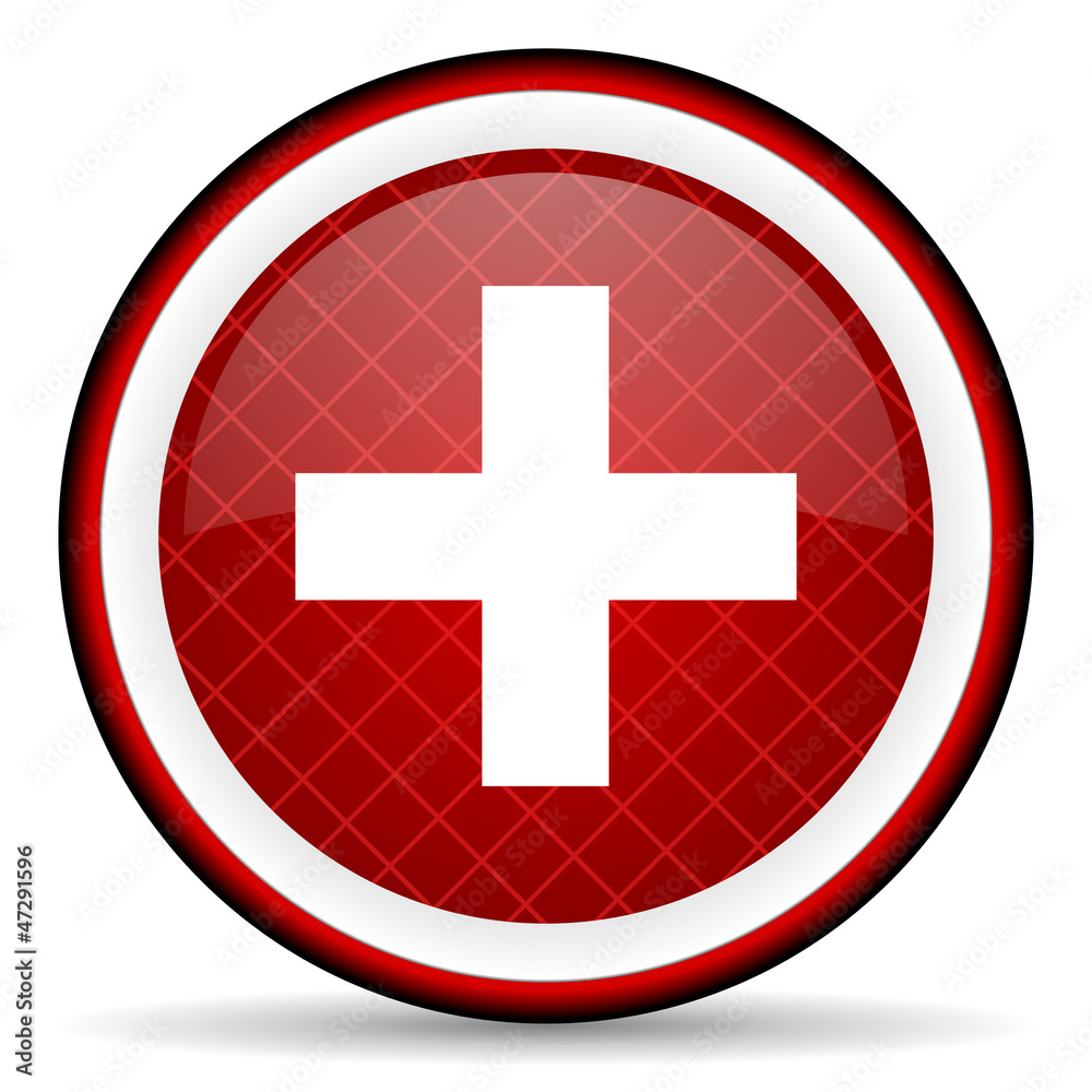 Fototapeta premium emergency red glossy icon on white background