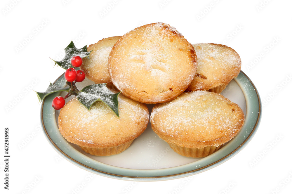 Mince pies on plate