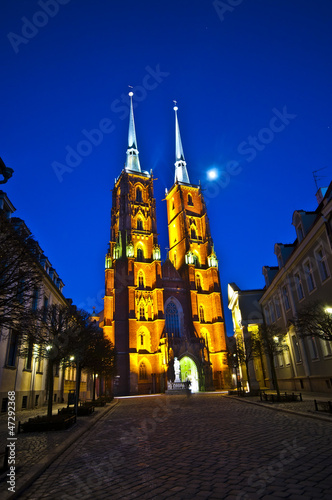 Cathedral at night, Wroclaw, Poland