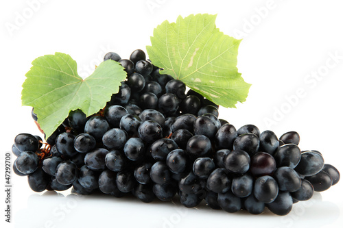 ripe sweet grapes isolated on white.