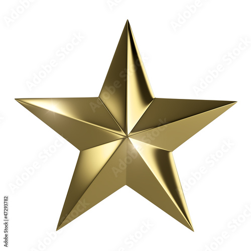 Golden star  isolated with clipping path