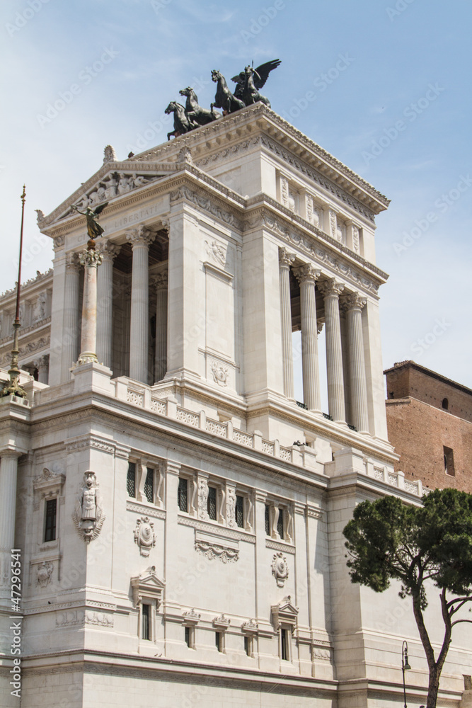 Equestrian monument to Victor Emmanuel II near Vittoriano at day Equestrian monument to Victor Emmanuel II near Vittoriano at day