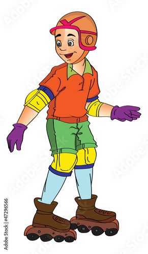 Boy in Rollerblades, illustration