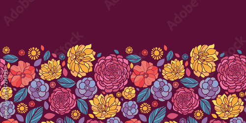 Vector colorful abstract summer flowers elegant horizontal
