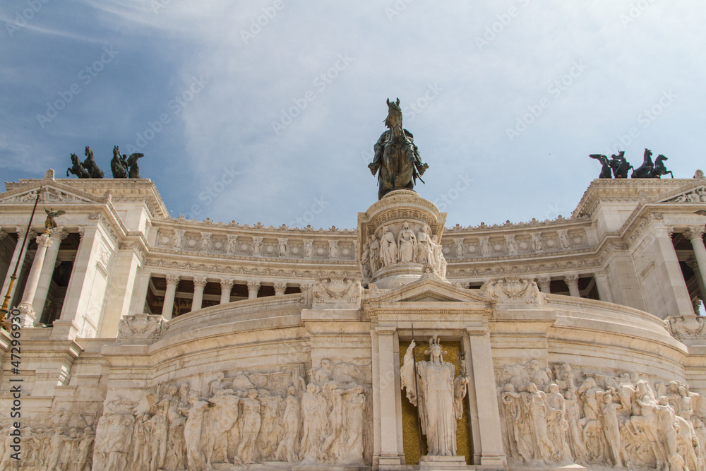 Equestrian monument to Victor Emmanuel II near Vittoriano at day