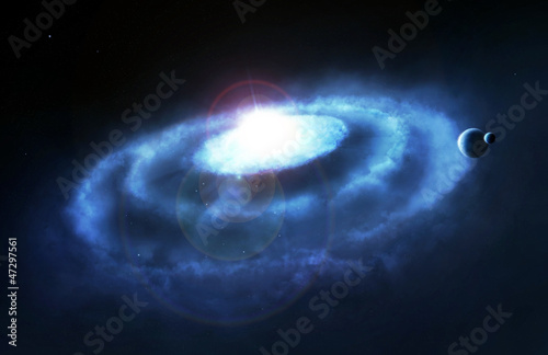 Blue galaxy ring nebula, space quasar cataclysm photo