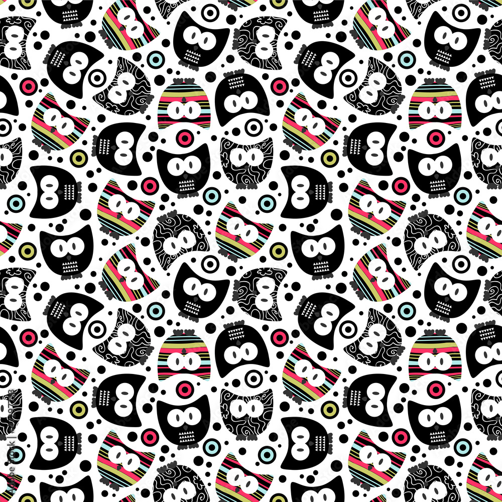Cute seamless pattern wtih funny owls Cute seamless pattern wtih funny owls