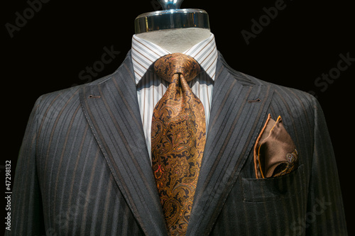 Grey Striped Jacket with Yellow Tie (horizontal)