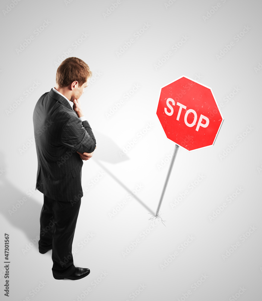 man and stop symbol man and stop symbol