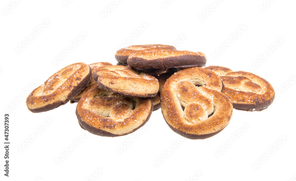 Heap of delicious  cookies isolated on white background