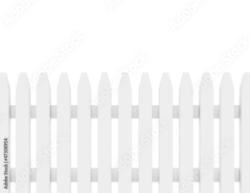 3d Render of a White Picket Fence