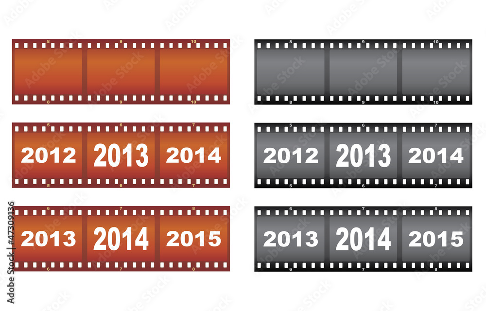 set of New Year filmstrips vector illustration