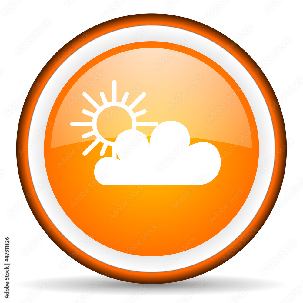 weather orange glossy circle icon on white background weather orange glossy circle icon on white background