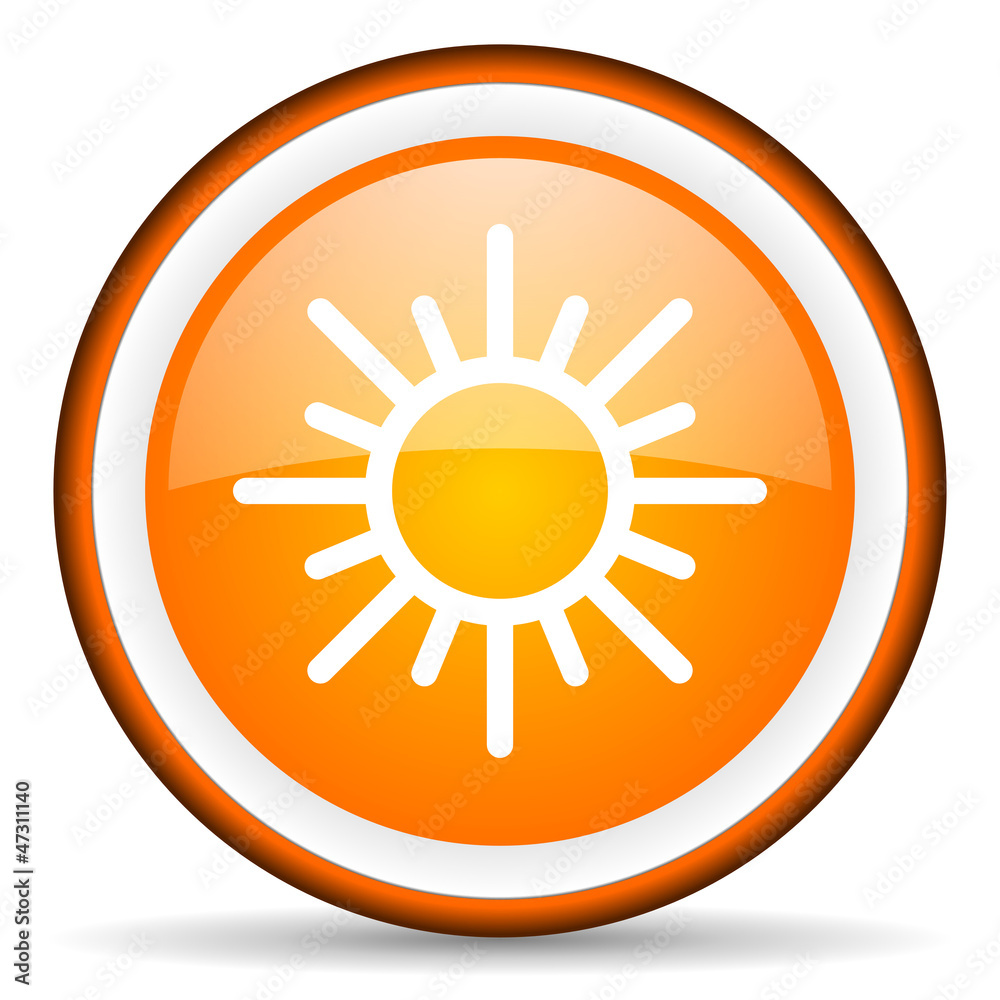 sun orange glossy circle icon on white background sun orange glossy circle icon on white background