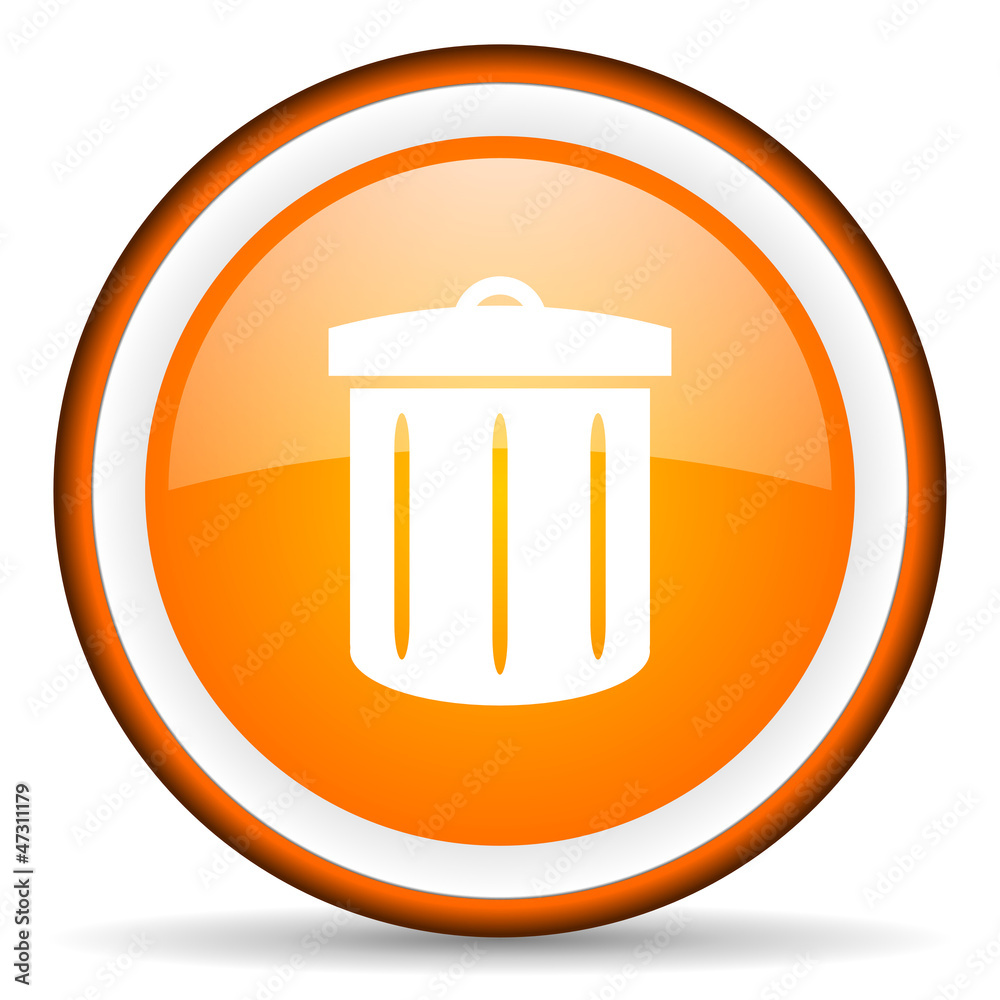 recycle orange glossy circle icon on white background recycle orange glossy circle icon on white background
