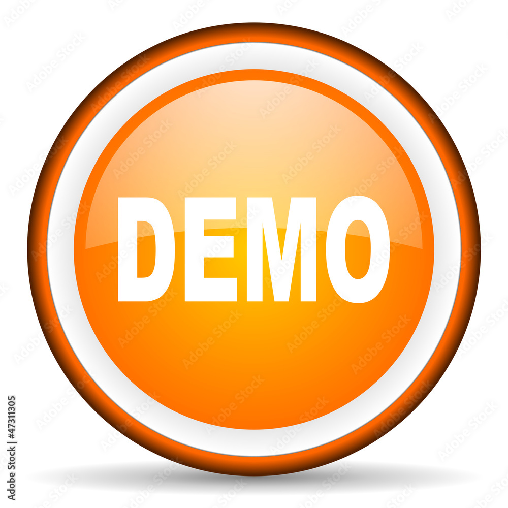 demo orange glossy circle icon on white background demo orange glossy circle icon on white background