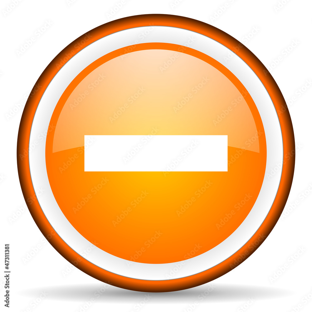 minus orange glossy circle icon on white background minus orange glossy circle icon on white background