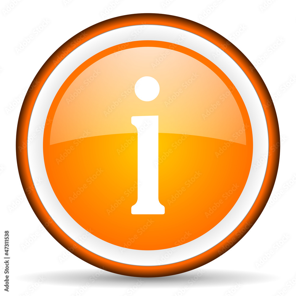 information orange glossy circle icon on white background information orange glossy circle icon on white background