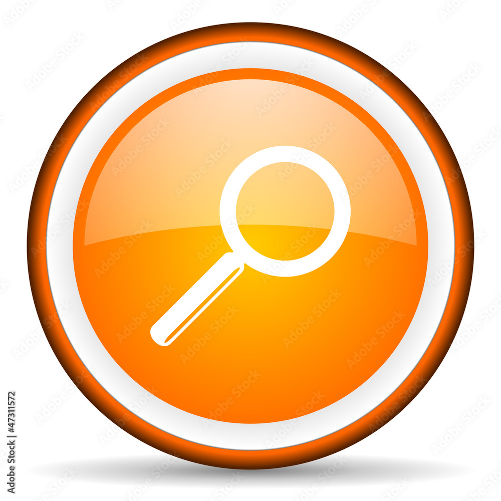 search orange glossy circle icon on white background search orange glossy circle icon on white background