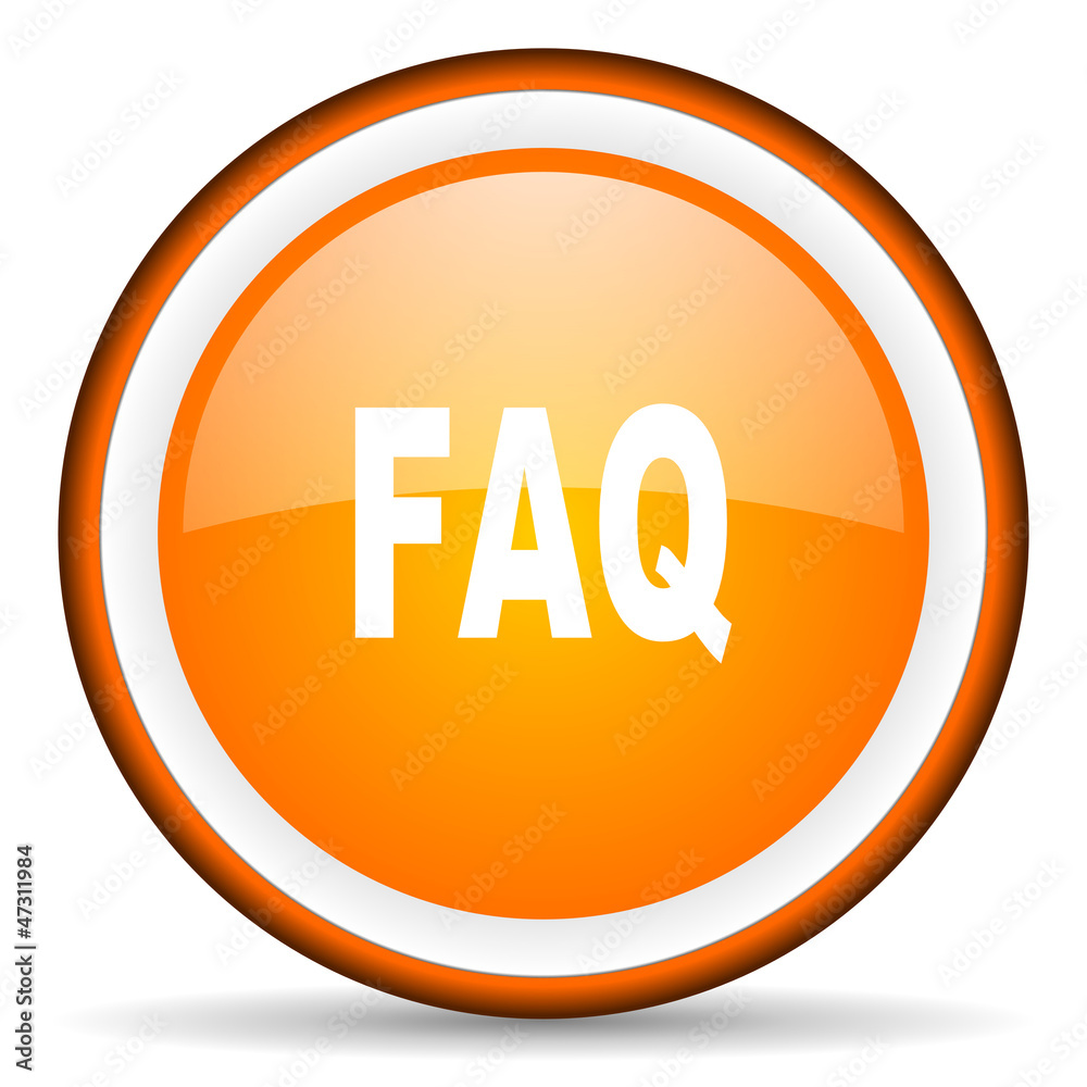 faq orange glossy circle icon on white background faq orange glossy circle icon on white background