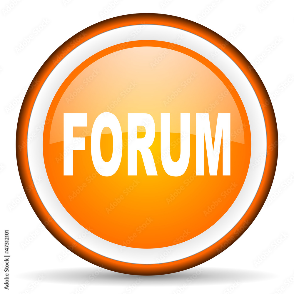 forum orange glossy circle icon on white background forum orange glossy circle icon on white background