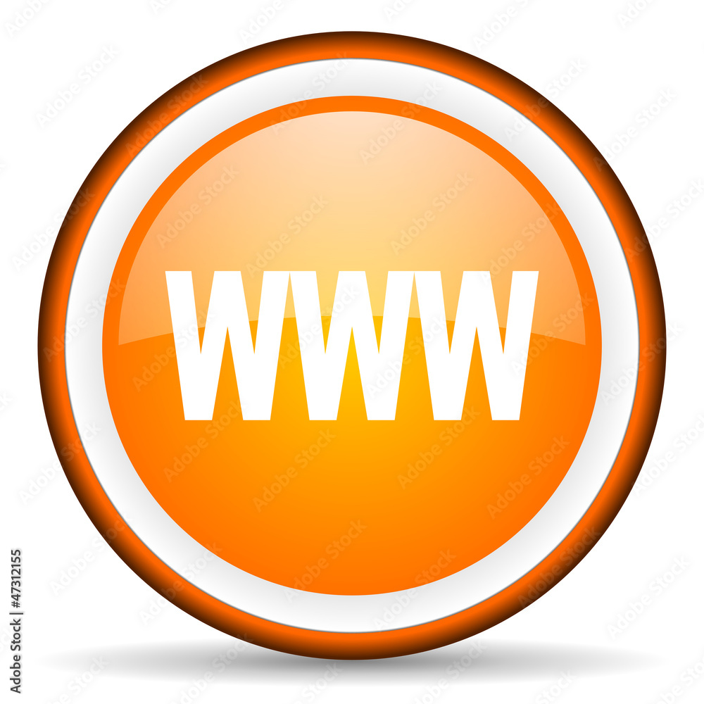 www orange glossy circle icon on white background