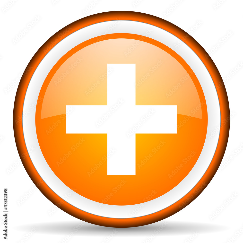 emergency orange glossy circle icon on white background emergency orange glossy circle icon on white background