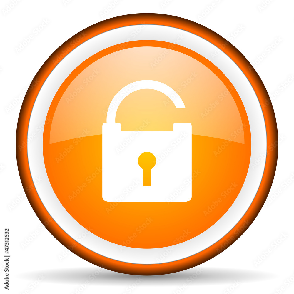 padlock orange glossy circle icon on white background padlock orange glossy circle icon on white background