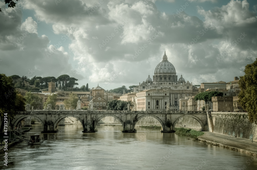 Vatican view over River Tiber in Rome