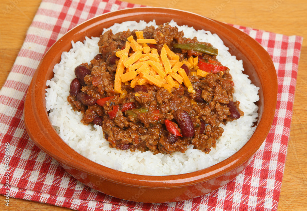 Chilli with Rice and Cheese Chilli with Rice and Cheese