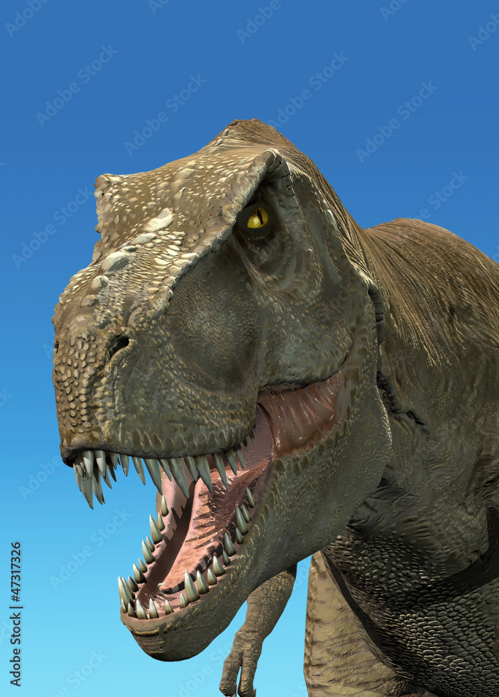 Fototapeta premium Photorealistic 3 D rendering of a Tyrannosaurus Rex.