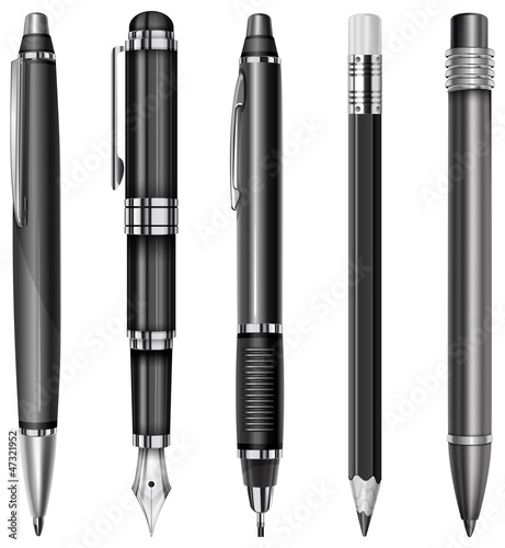 Set of pens and pencils