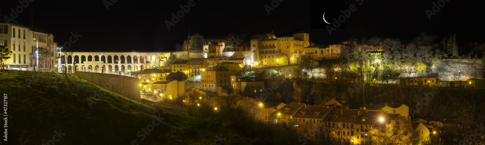 Night panoramic photography of Segovia Spain