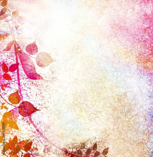 Vintage leaves on used background