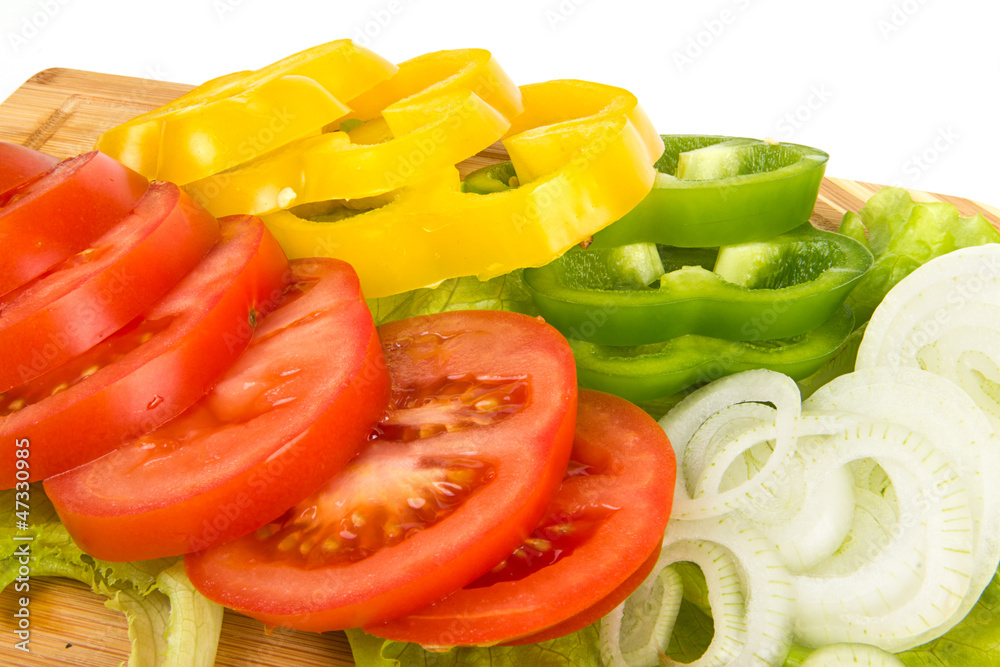 Fresh vegetable mix sliced background Fresh vegetable mix sliced background