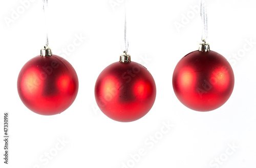 Red christmas balls isolated on white