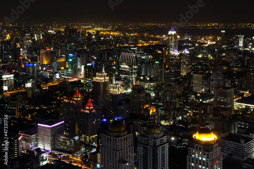 Downtown and business district in bangkok at night