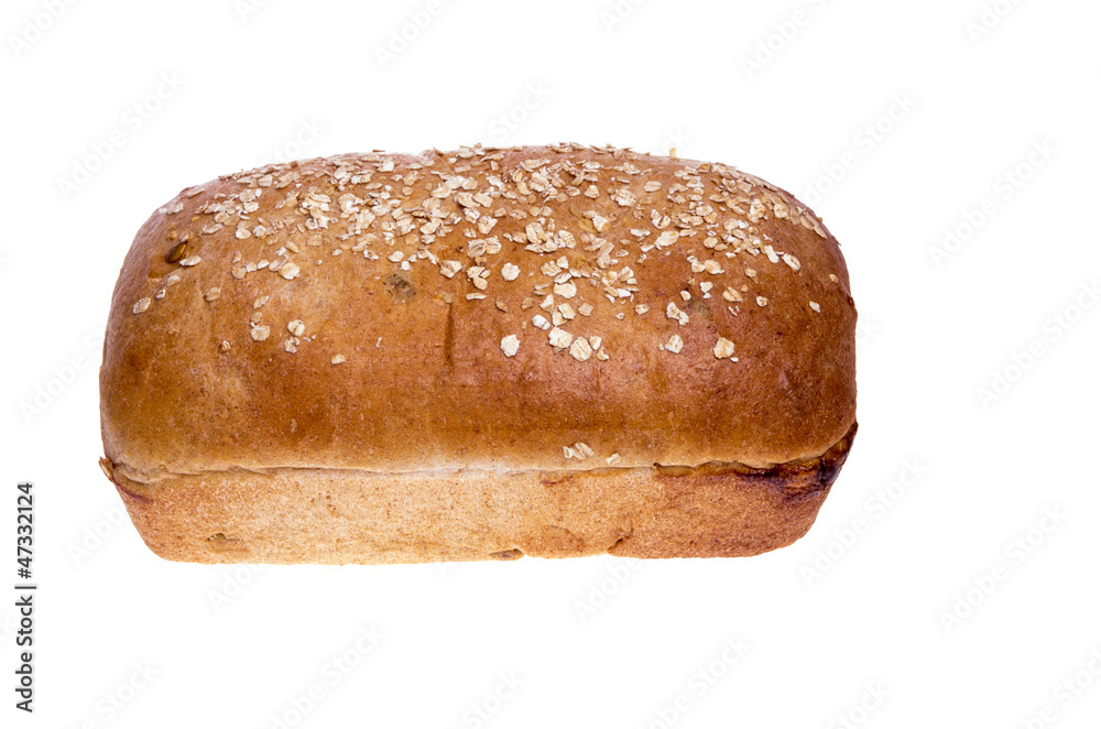 Loaf of fresh sunflower seed bread isolated on white Loaf of fresh sunflower seed bread isolated on white