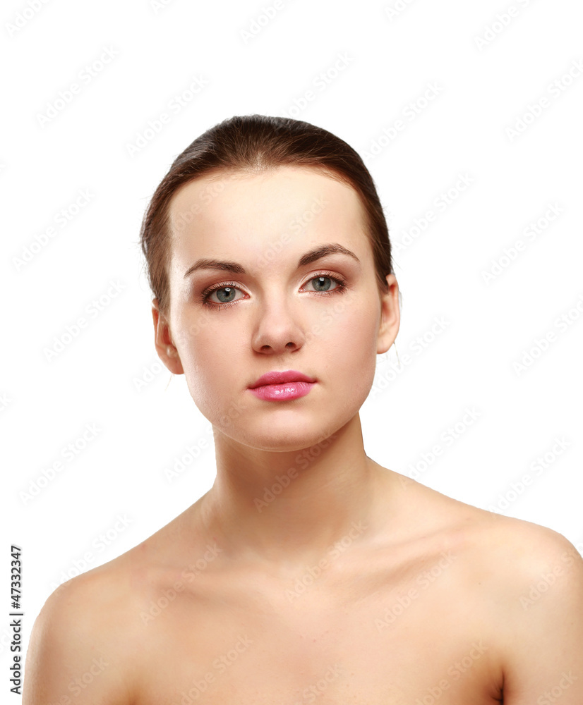 A beautiful woman, portrait isolated on white background A beautiful woman, portrait isolated on white background