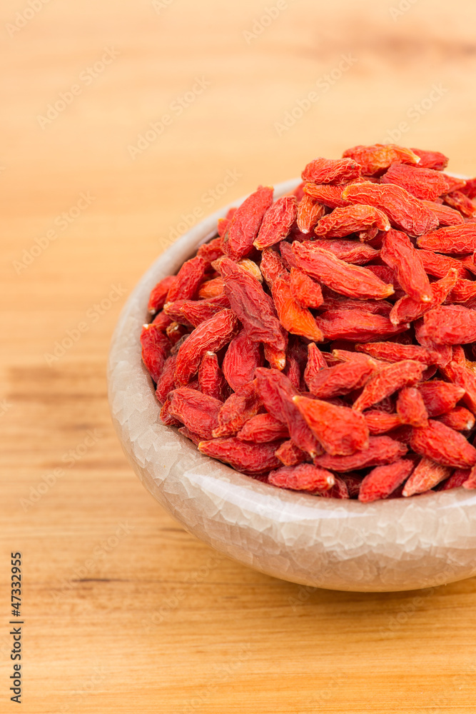 dried wolfberry fruit in bowl on the table
