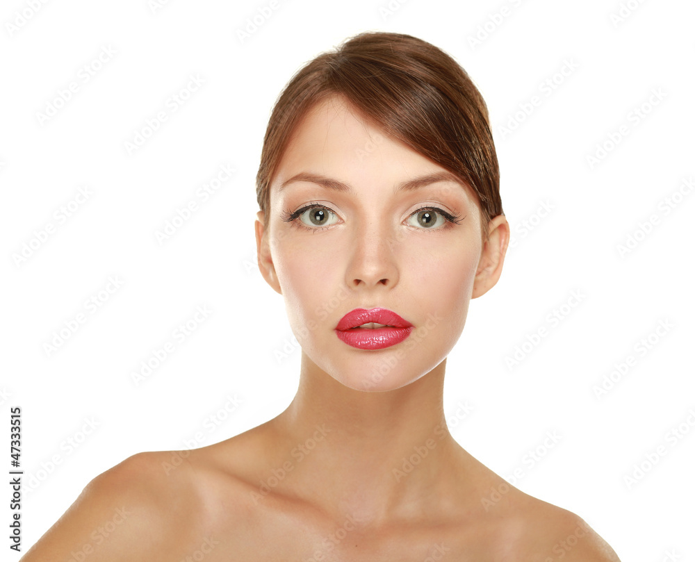A beautiful woman, portrait isolated on white background A beautiful woman, portrait isolated on white background