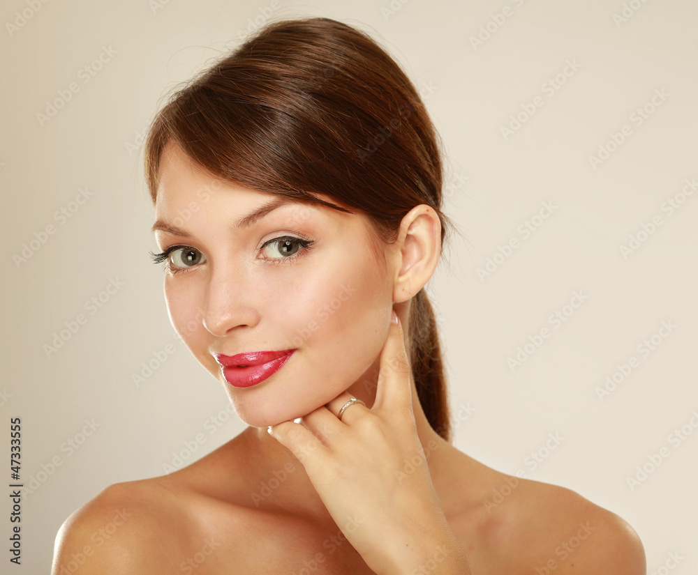 A beautiful woman, portrait isolated on white background