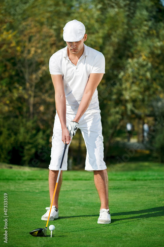 Playing golf