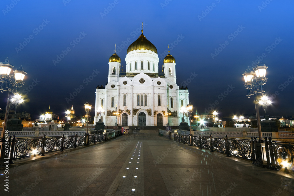 Moscow, Cathedral of Christ the Saviour at night