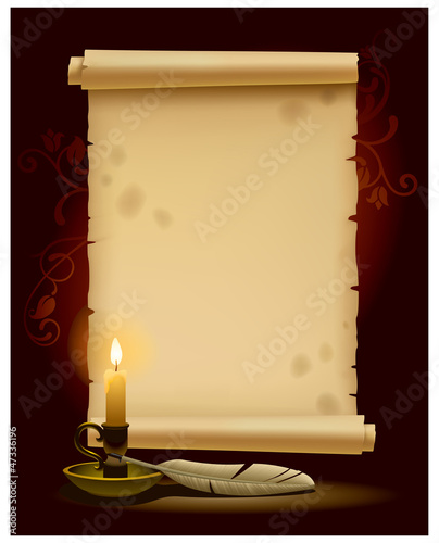 Old parchment with a light