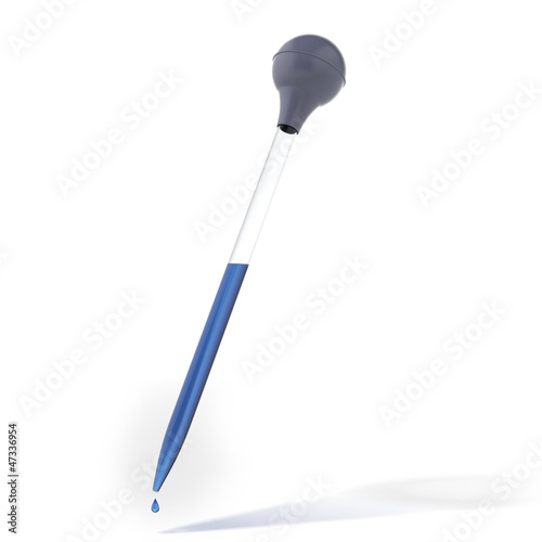 Pipette with  blue  chemical