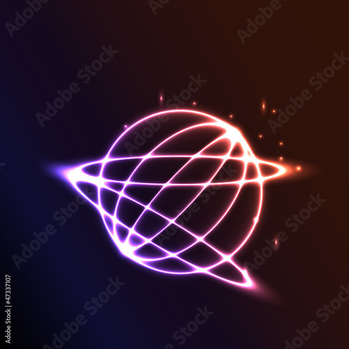 Space background with planet and shining star © jcsmilly