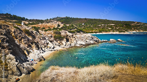 Wonderful beach at Aegean sea on Sithonia, Halkidiki penisula, G photo