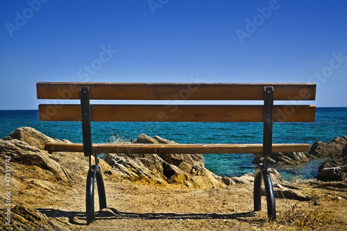 Panorama at Aegean sea on Sithonia, Halkidiki penisula, Greece photo